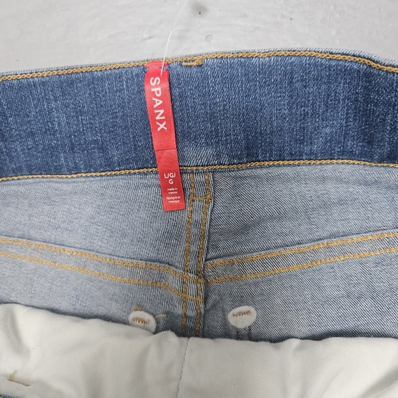 SPANX Sz L ShapeWear Light Blue 360 Authentic Wide Leg Denim Jeans - Picture 9 of 11